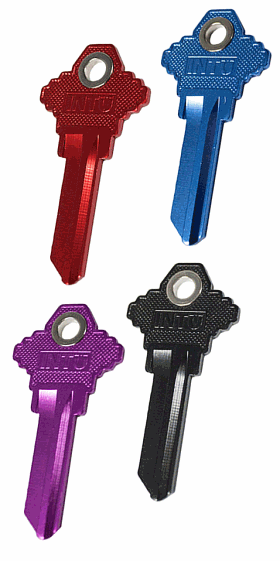 COLOR KEY BLUE WITH RED FLOWER HOUSE KEY BLANKS SC-1 