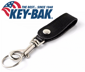 Key-Bak Bolt Snap Key Ring with Detachable Leather Strap - SKU: 0306-139
