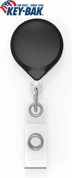 KEY-BAK Mini-BAK Intrekbare Badgehouder Met 91,4 Cm Nylon Koord En Stalen Riemclip - Zwart