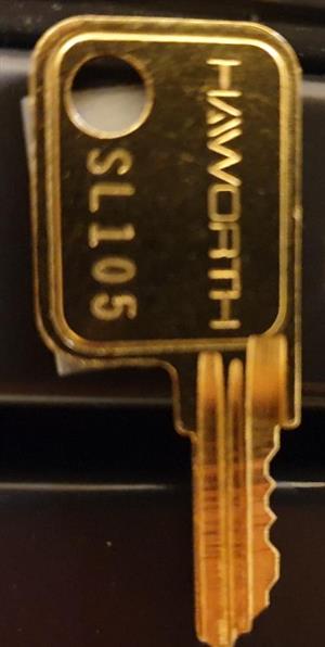 2 Haworth File Cabinet Keys SL101 thru SL150 With Key Tag 